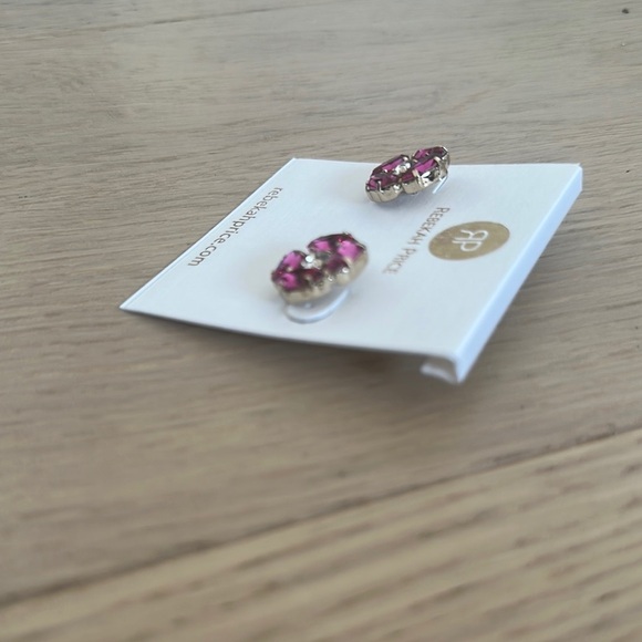 REBEKAH PRICE Fuschia and Crystal Clear Swarovski in Gold Earrings - Picture 4 of 6